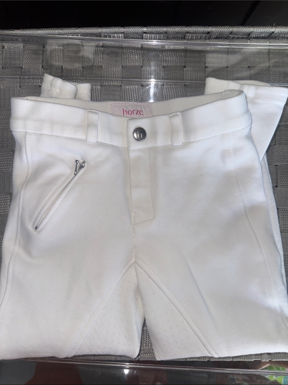 Horze Kids White Riding Breeches with Zip Pocket size 120 NWOT